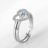 Heart-Shaped Open Ring Women's Fashion Creative Silver Jewelry Love 2-in-1 Ring