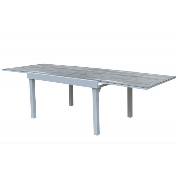 Table de jardin ModuloWood T 6/10 Verre Déco Bois Blanc Wilsa Garden