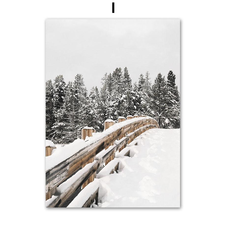 Wall Art Canvas Painting Christmas Winter Snow House Deer Fox Nordic Posters And Prints Wall Pictures For Living Room Decoration