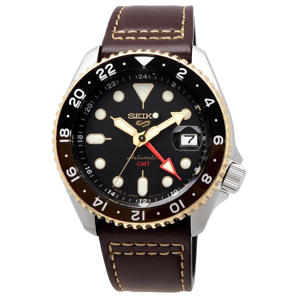 SEIKO 5 SPORTS SKX Series GMT Model Automatic Mechanical Wristwatch Seiko 5 Sports Made In Japan SSK036 Black Brown Leather Overseas Model [Seiko]