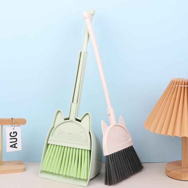 1 Set Cartoon Flexible Bristles Kids Pretend Play Toddlers Indoor Outdoor Floor Sweeping Tool Kit Mini Children Broom Dustpan