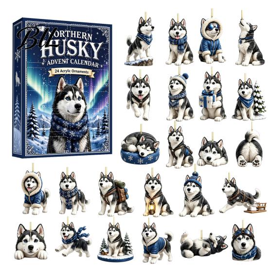 Holiday Countdown Experience 2026 Dog Christmas Advent Calendar, 24-Day Ornaments Calendar with 24 Party Supplies Pcs 2D Acrylic Figures for