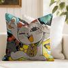 DDan Da DDan Lucky Cat Cushion Cover Eco Linen Pillow Case DoubleSided Print Breathable Durable Zipper Home Decor Gift