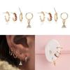 Contemporary Gold Alloy Rhinestone Geometric Stud Earrings Set Women For