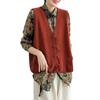 Spring and Autumn Cotton Thread Vest V-neck Loose Waist Artistic Retro Buckle Chinese Style Knitted Vest for Women