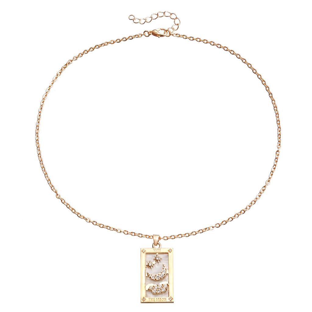 Coloeful Tarot Necklace Star Moon Sun Lovers Magiclan Knight Empress Pendant Necklace for Women