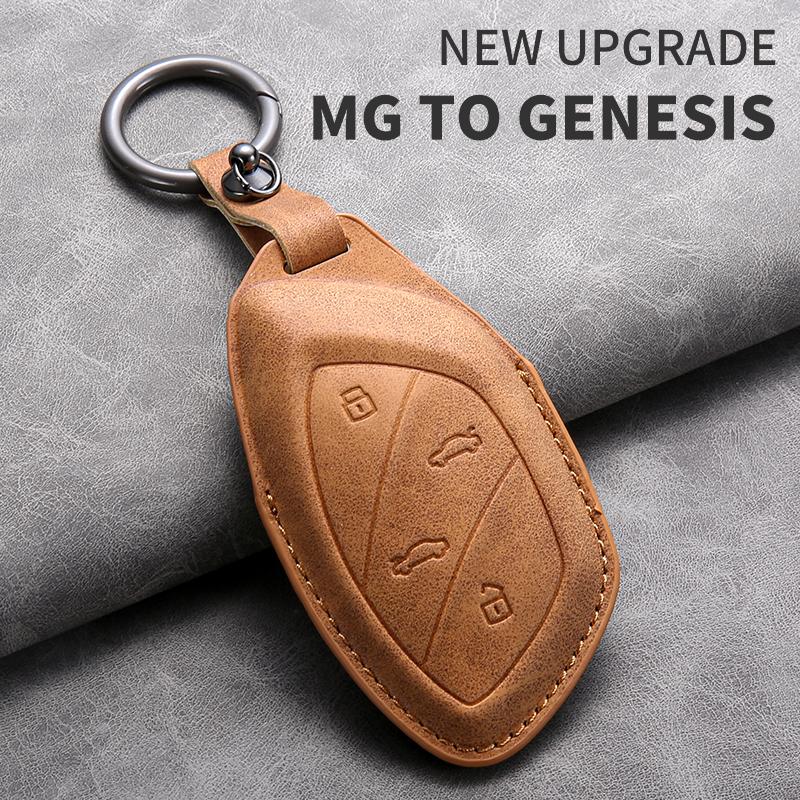 Sheepskin Leather Car Key Case Cover For MG6 EZS HS EHS MARVEL X MARVEL R Electric Roewe RX5 I6 I5 RX3 RX8 ERX5 MG ZS EV2025