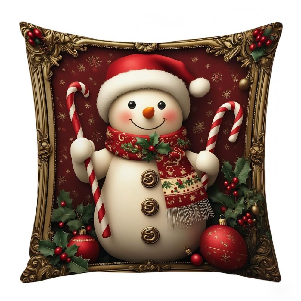 Christmas Cushion Cover Christmas Tree Pattern Santa Claus Cartoon Christmas Pillow Cover 45x45cm Size Snowflake