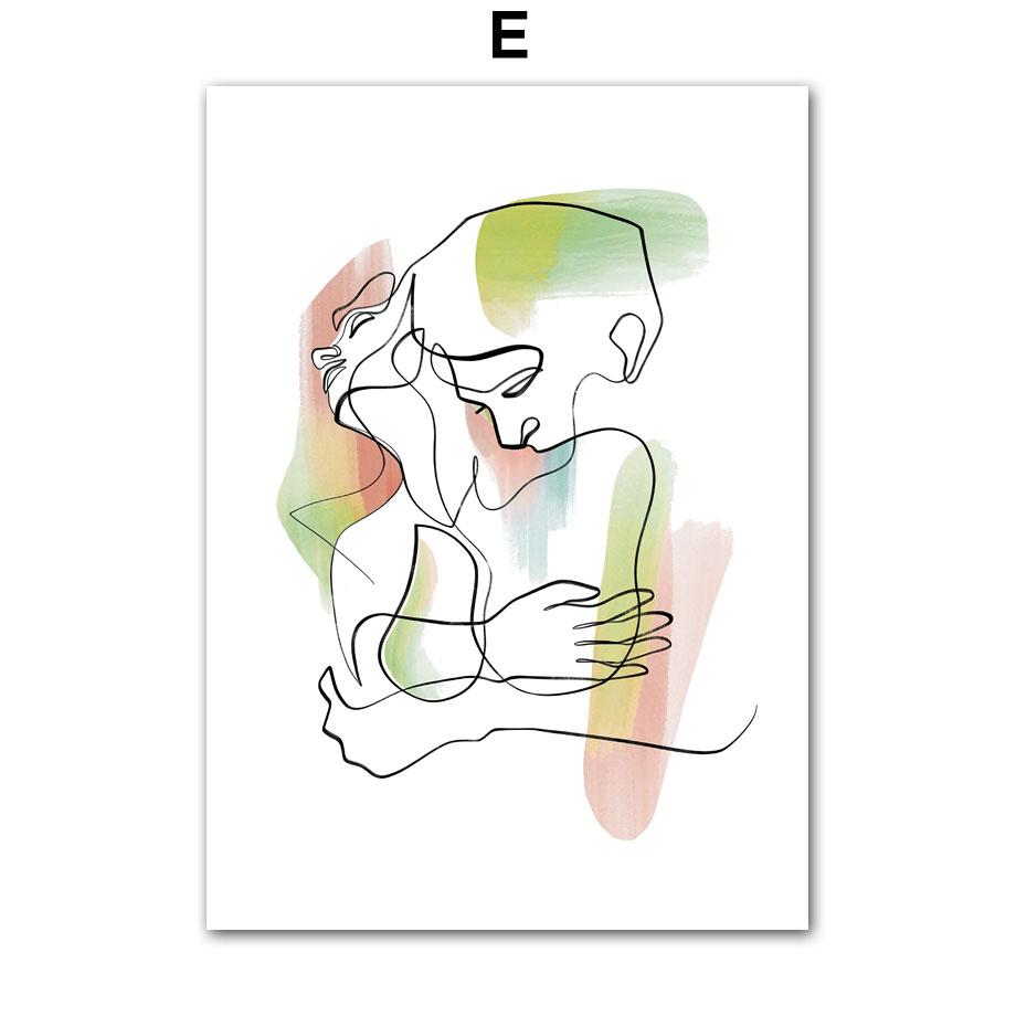 Настенная картина на холсте, линия, девушка с цветочным узором, минималистичные постеры на скандинавскую тему и принты, настенные панно для гостиной, домашний декор