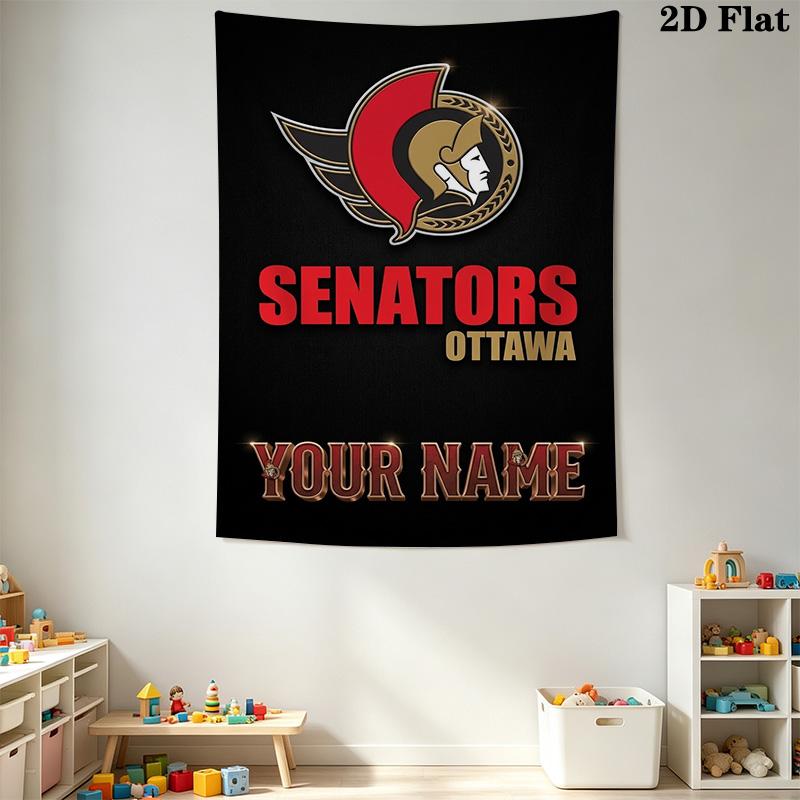 Name Custom Ottawa Senators Wall Tapestry Aesthetic Wall Hanging Printed Fabric Blanket Decorative Tapestries for Bedroom Living Room Home Decor