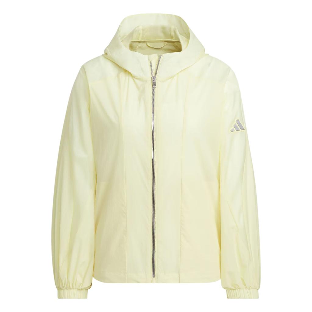Adidas Modern Tech Woven Water-Resistant Hooded Solid Color Puff Sleeve Long Sleeve Jacket Women Jacket Powder-Yellow Metallic-Silver JZ1656