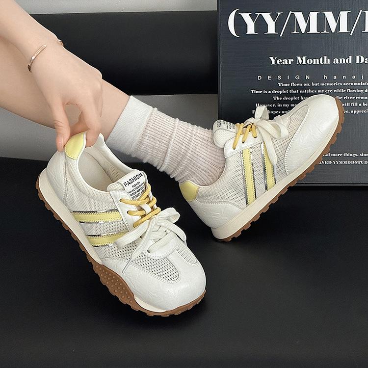 Leather women's little white shoes summer new versatile mesh breathable sports casual shoes color matching board shoes
