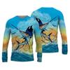 Men's Fishing Shirts 3D Pinting Fishing Apparel Breathable T-Shirt Long Sleeve Summer Outdoor Sports Crewneck Fishing Shirts