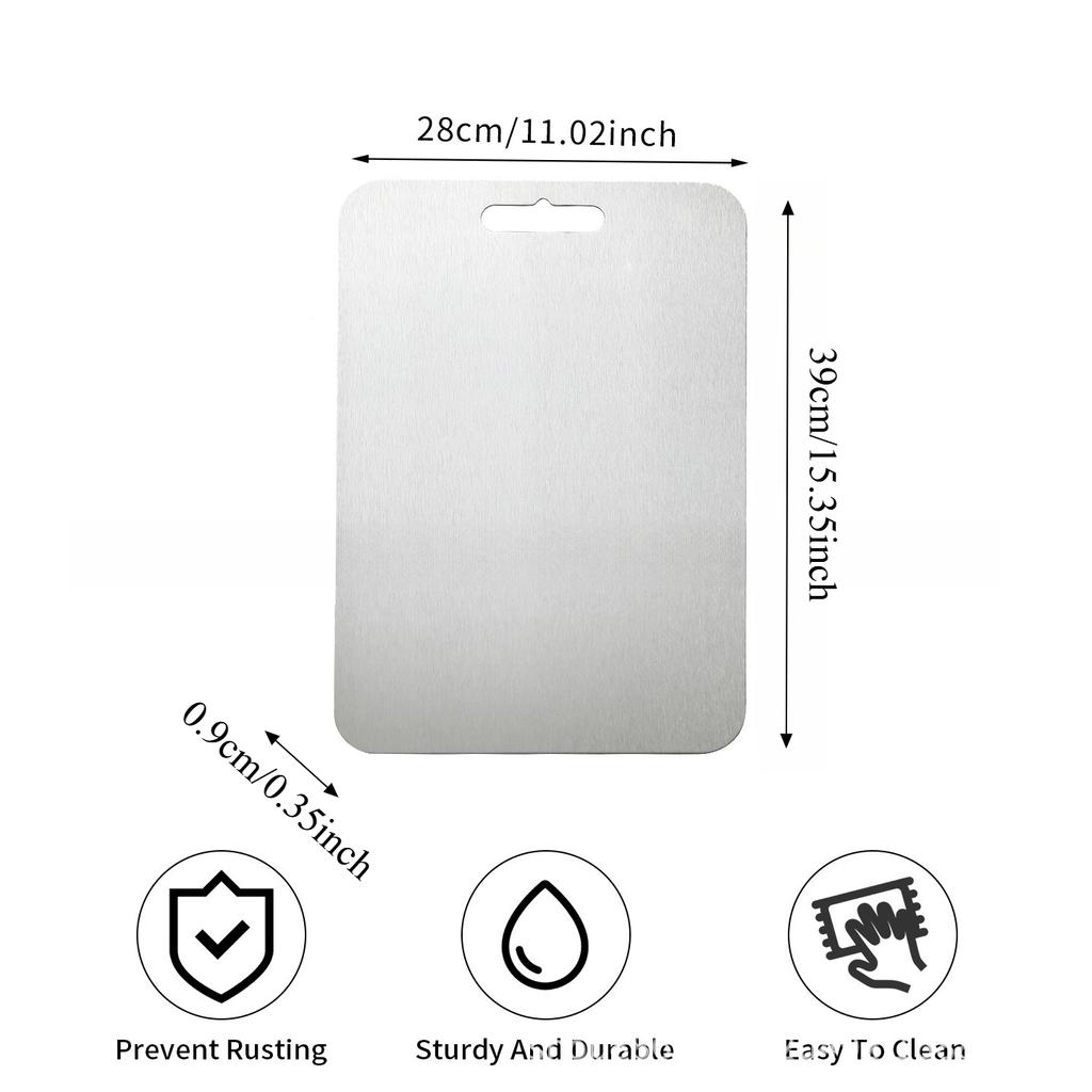 Кухонная разделочная доска из нержавеющей стали, двусторонняя разделочная доска пищевого класса для мяса, фруктов и теста