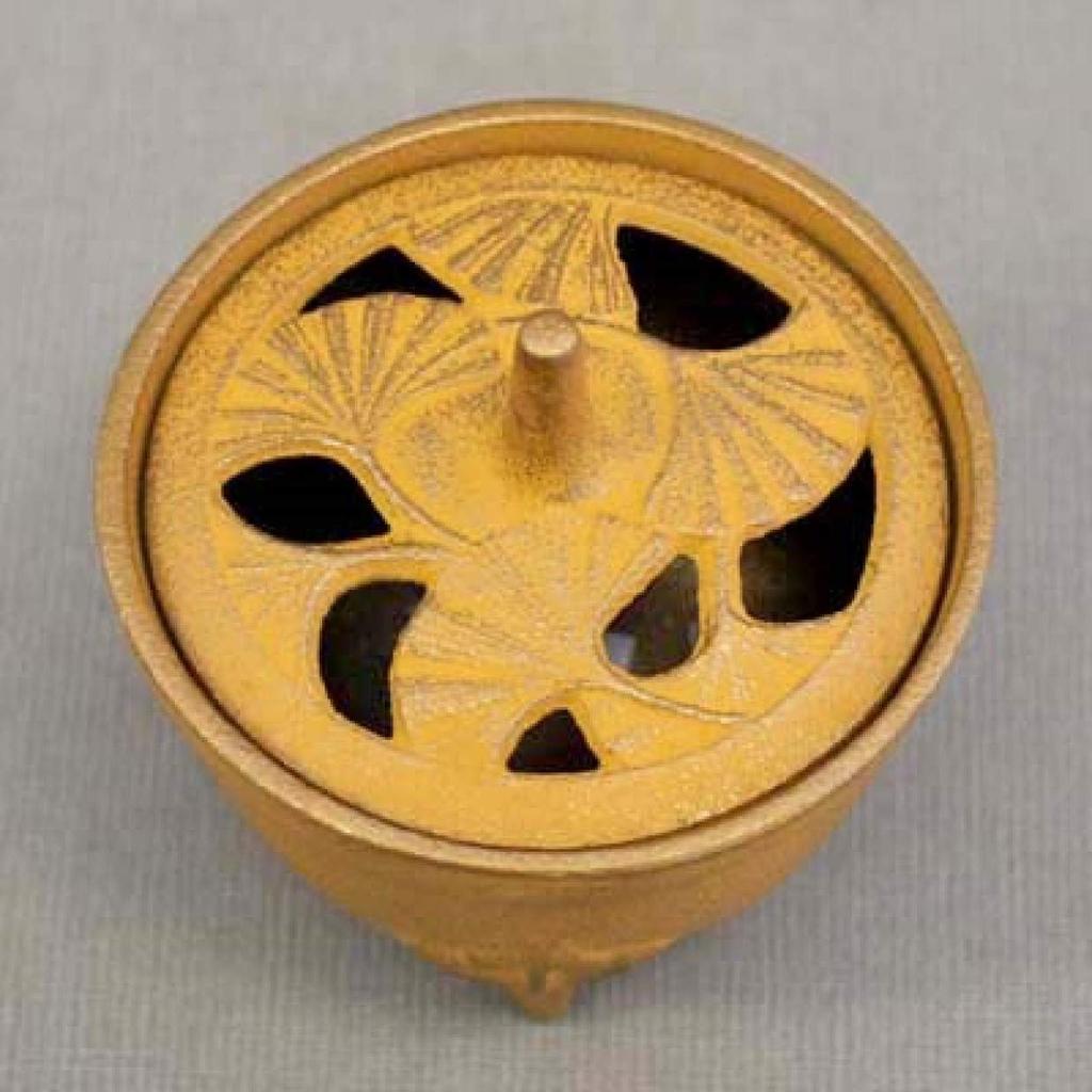 Iwachu Incense Ginkgo Body Size x Design Nanbu Ironware Burner, Design, Gold/Yellow Brown, (cm) 8.5 H9, 29213, Accessories,