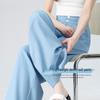 Women's Faux Denim High-Waist Wide-Leg Tailored Trousers