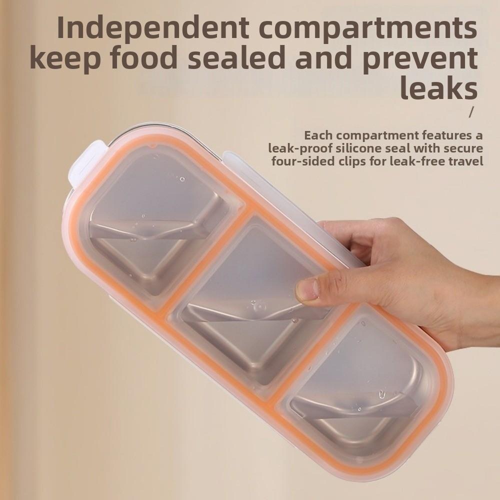 Reusable Food Storage Container Leakproof Seasoning Tray Stainless Steel Lunch Box Office