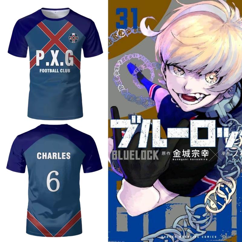 Anime Charles Shirt Cosplay Costumes #6 Football Club Jersey Charles Soccer Training T-Shirt 3D Printing