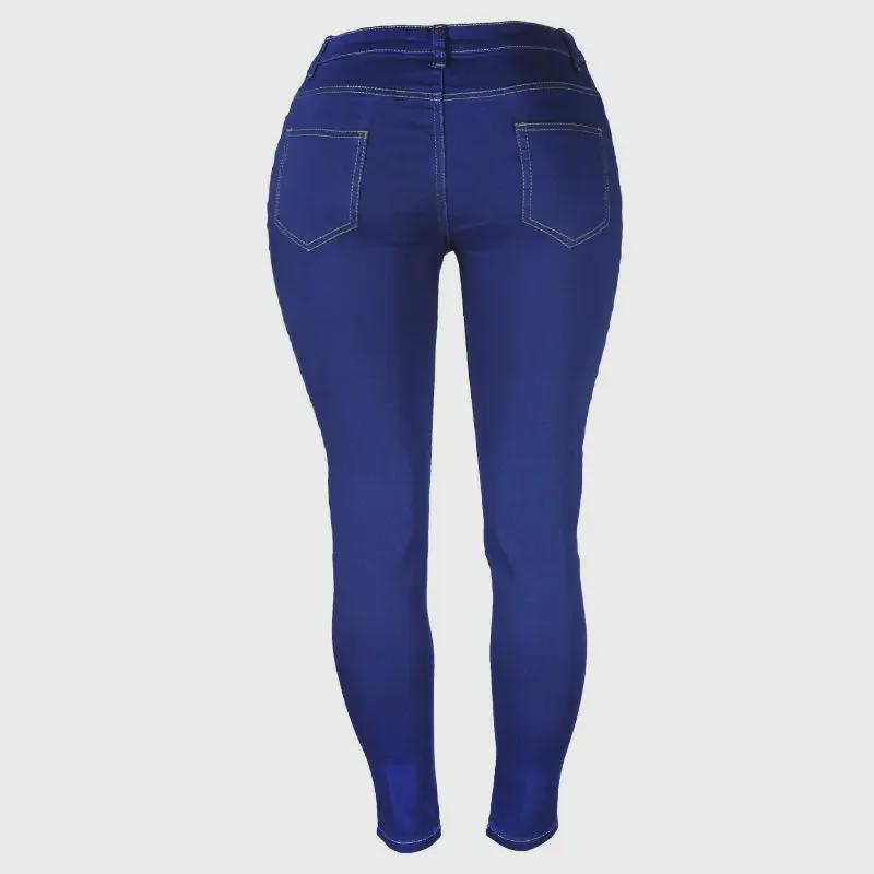 Женские облегающие эластичные джинсы в европейском и американском стиле - большие размеры, персиковые брюки-карандаш на бедрах