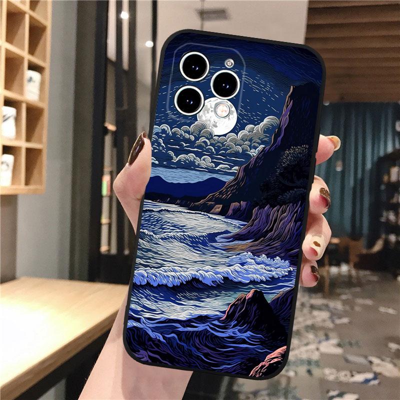 Чехол для телефона с изображением лунного ночного пейзажа для iPhone 15 14 Pro Max 13 12 11 Pro Max XSMax XR 12 13 mini 14 Plus Shell
