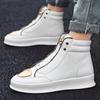 Fashion Hot Sale White High Top Sneakers Men Leather Casual Sneakers Fashion Zipper Design Ankle Boots Men Rock Street Hip Hop Shoes Men