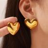 Elegant Heart Stud Earrings: 18k Gold-Plated Titanium Steel, Fashion-Forward Design for Women