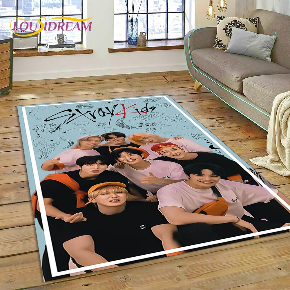HD Korea Kpop Stray Kids 3D Singer Rug Carpet for Living Room Bedroom Home Decor,Floor Mat Non-slip Decoration for Sofa Doormat