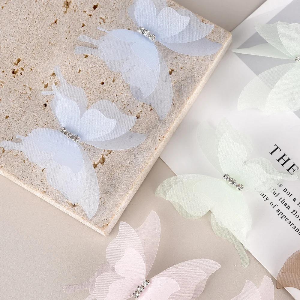 20 шт. 5 см шифоновая бабочка градиент цвета имитация сетки бабочка нашивка материалы для дизайна одежды