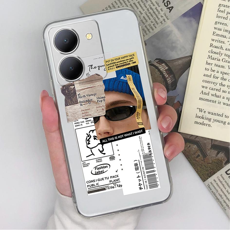 Для Vivo Y36 Y20 Y15S Y02 Y11 Y12 Y35 Y33s Y31 Y30 Y27 Чехол для телефона Задняя крышка Модный противоударный прозрачный мягкий силиконовый чехол из ТПУ для Vivo для мальчиков и девочек