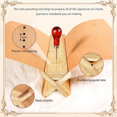 Бамбуковая колыбель для переплета книг, Инструмент для пробивки тетрадей Прочный Портативный с Шилом