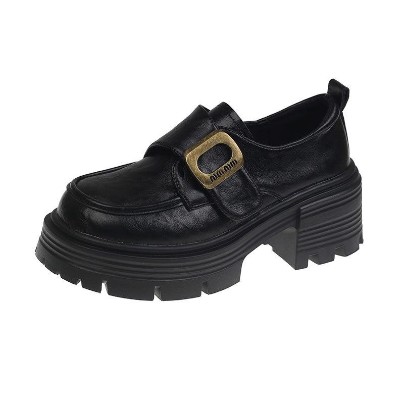 Ретро мода маленькие туфли Мэри Джейн маленькие кожаные туфли женские 2025 весна и осень новые толстый каблук платформа британский стиль лоферы