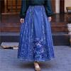Woman Spring Chinese Style Vintage Personality Embroidery Skirts Cotton Splicing Casual A-Line Skirts