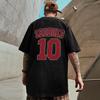 8XL Мужской Оверсайз Модный Свободный Американский Баскетбол Номер десять Принт Короткий Рукав Круглый Вырез Универсальный Тренд Парный наряд