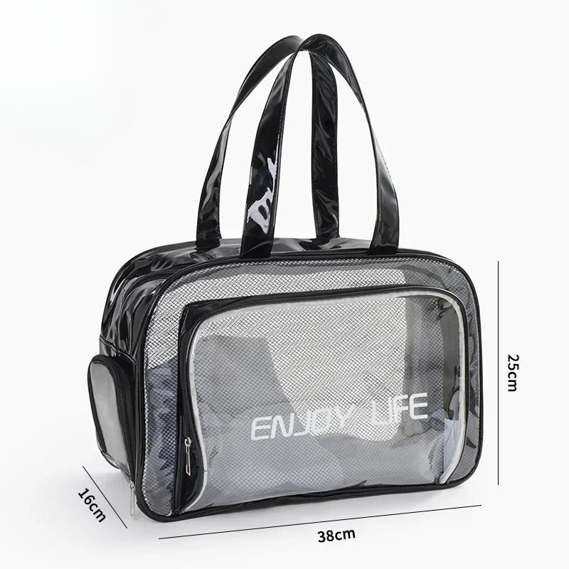 Transparent PVC Large Capacity Storage Bag Swimming Bags Women Large Wet Dry Separation Sports Bag Beach Fitness Travel Handbag