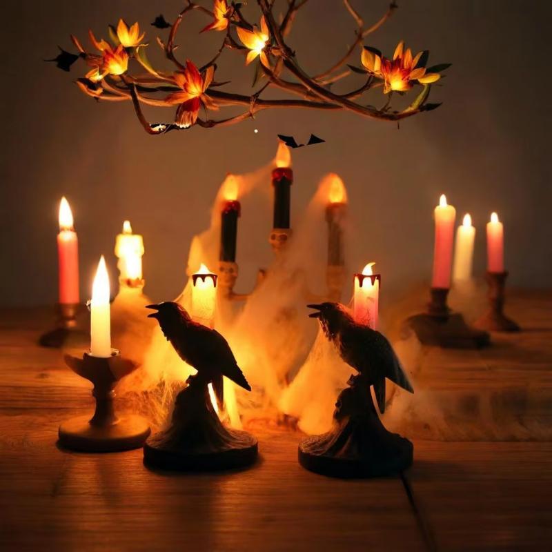 Gothic Standing Crow Skull Rose Candle Holder Candle  Silica Gel Mold,wool Art Craft Tools for DIY Making Candles,candle Holders