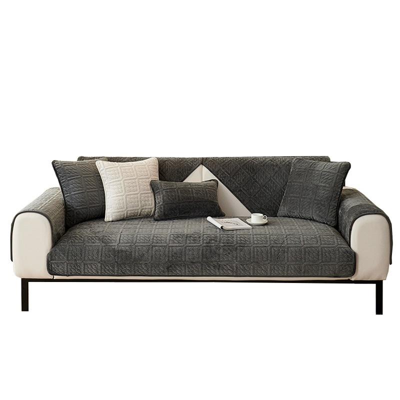 Плюшевый чехол на диван Толстый флисовый чехол на подушку дивана Зимняя Нескользящая Ткань Коврик для дивана Накидка Простой Дизайн