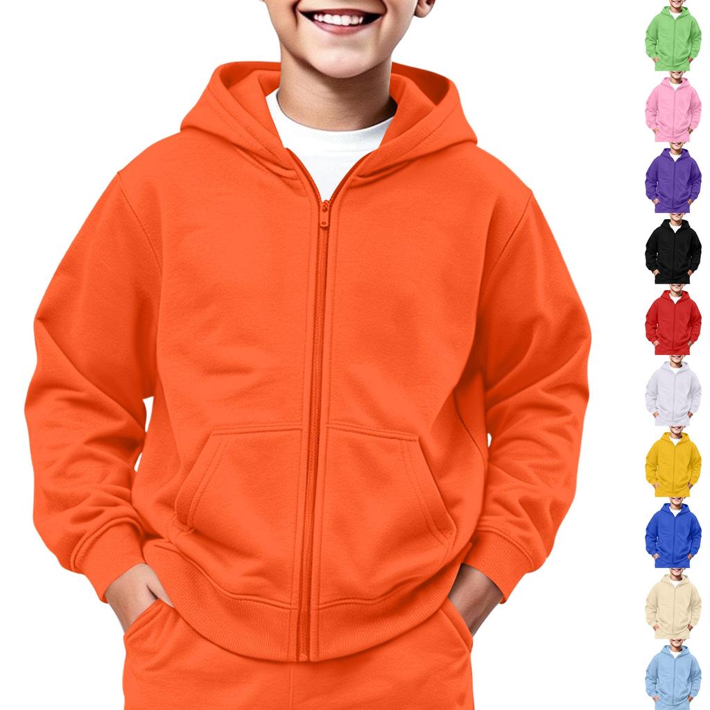 Kids Zip-Up Hoodie Sports Sweatshirt Jacket for Boys and Girls Casual Outdoor Wear