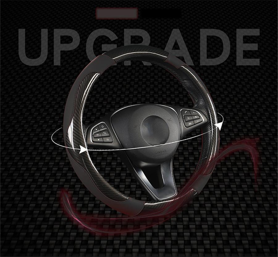 Модный спортивный чехол на руль из хрустального углеволокна, чехол на руль автомобиля, нескользящая кожаная оплетка для руля