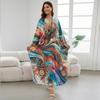 Пляжные кафтаны для женщин, принтованные макси-платья, накидки для купальников, летние купальные костюмы, поставка с фабрики