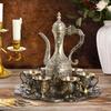 Bronze Tea Set, 1 Pot & 6 Cups with Tray, Retro Style Copper Tea Service for Home & Kitchen, Classic Coffee Pot and Teacup Set