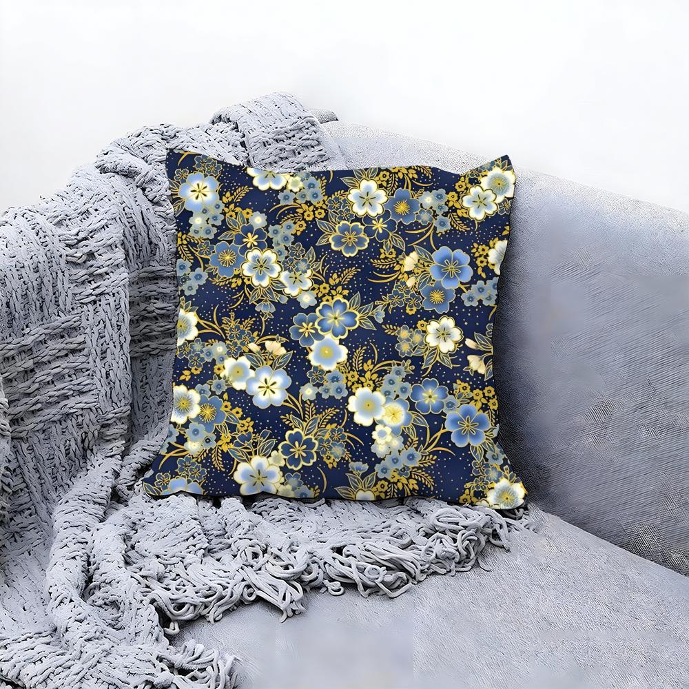 Traditional Chinese Floral Pattern Cushion Cover Premium Comfort Reversible Pillow Cove in One Design for Any Room Car Interior