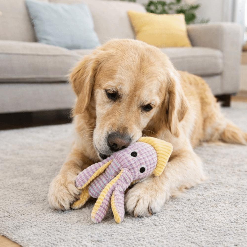 Funny Bite Resistant Crinkle Sound Pet Toy Grinding Teeth Ocean Theme Squeaker Dog Toys Velvet Teeth Cleaning Toys Boredom
