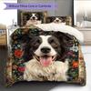 Border Collie Pattern Bedding Home Decoration Birthday Gift (1 * duvet cover + 2 * pillowcase, without core)