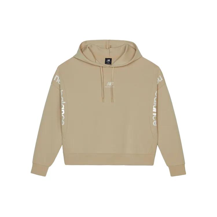 New Balance Sweatshirts Women's Khaki Hooded Moderate Regular (Unisex) Sweatshirts AWT13311 BEI