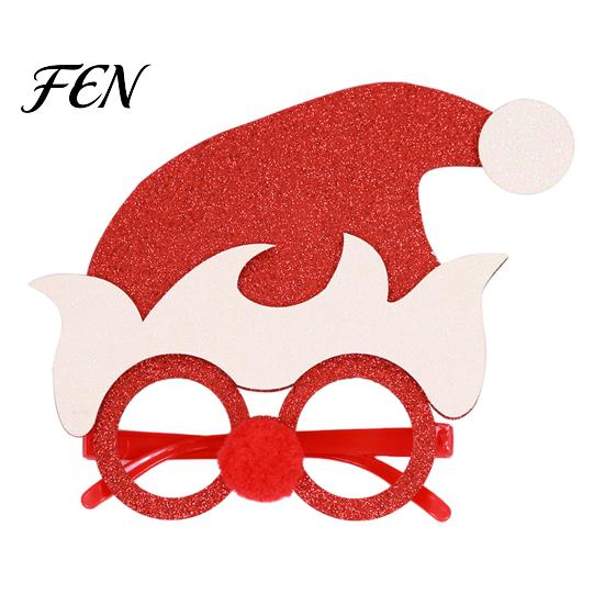 Reusable Xmas Costume Eyewear Christmas Glasses, Glitter Party Glasses Frames, Novelty Elf Snowman Santa Claus Theme Supplies Reindeer Eyeglasses for
