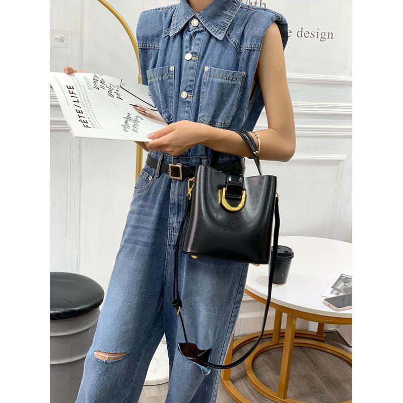 Женская сумка-ведро из 100% натуральной кожи, новая модная, большой вместимости, для поездок на работу, ручная сумка, на плечо, кроссбоди для женщин