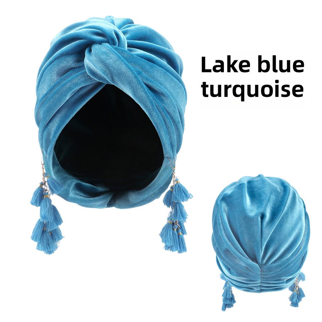 Spring New Women's Headscarf Hat Retro Special Style Fashionable and Trendy Tassel Cap Bohemian-style Cross Cap