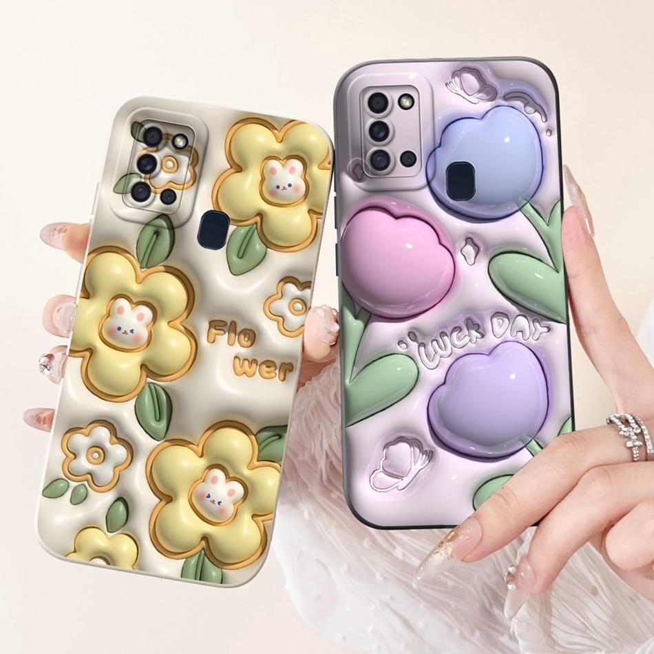 Для Samsung Galaxy A21s Милый Мультяшный Чехол из Мягкого Силикона с Пандой и Кроликом Для Samsung A21S SM-A217F Защита Камеры Чехлы для Телефона