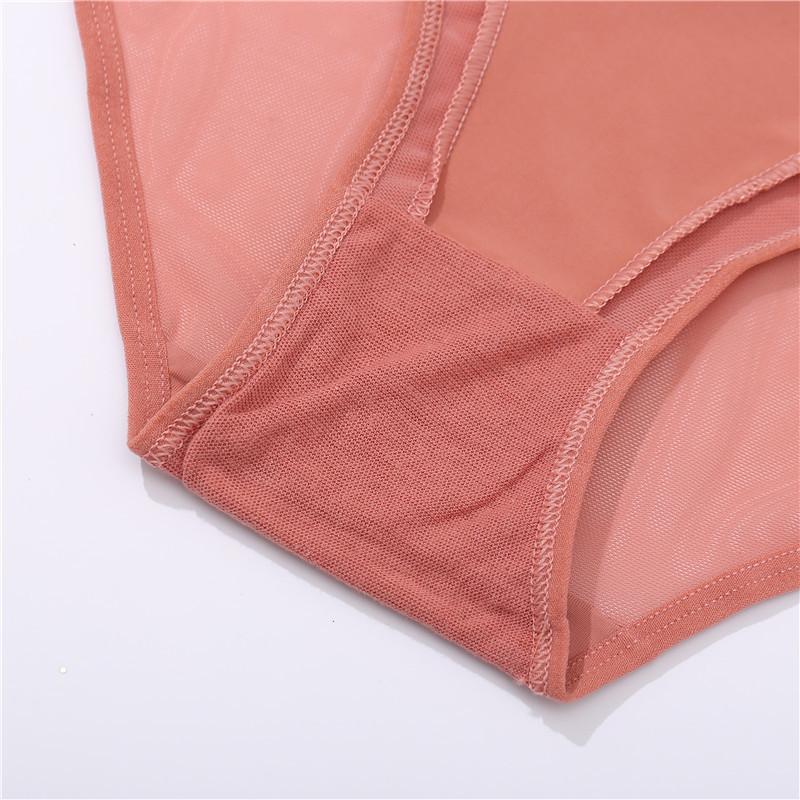 Women's Briefs Low Waist Mesh Solid Color Briefs Cotton Crotch Briefs Sexy Ladies Underwear