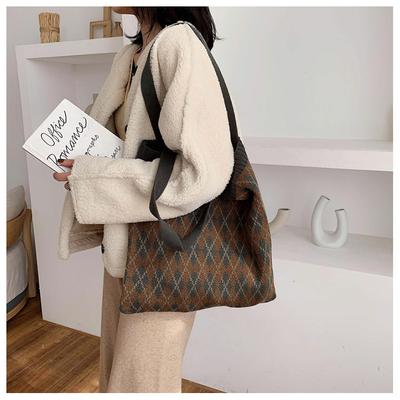 Casual Large Capacity Shoulder Bag Fashion Plaid Women's Shopping Bag Handbag